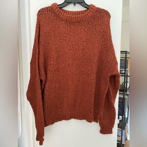 Pull & Bear Rust Deep Orange-Red Loose Knit Sweater